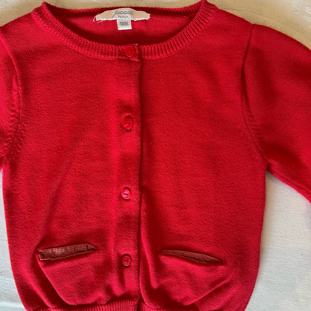 Jacadi Red Button-Front Knit Cardigan